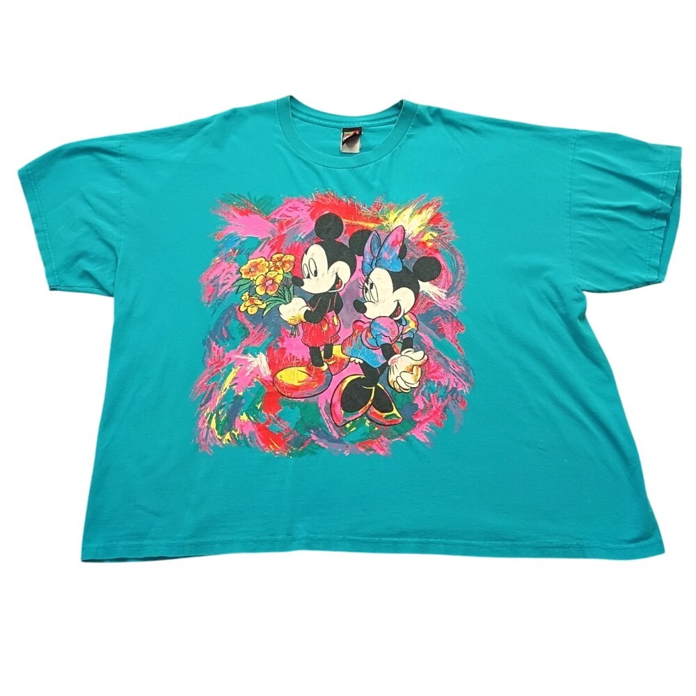 Mickey Unlimited T-Shirt Womens 3X Teal Vintage‎ 90s Mickey Minnie Graphic Tee